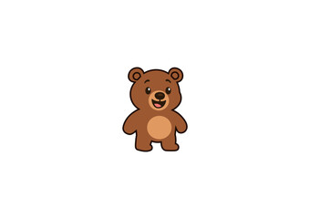 Obraz premium Vector illustration of a cartoon bear with a smile on a white background