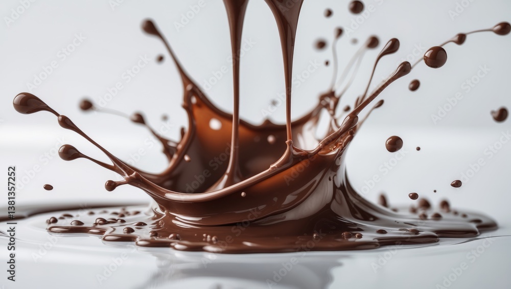 Poster image of dark chocolate splash detached on background.
