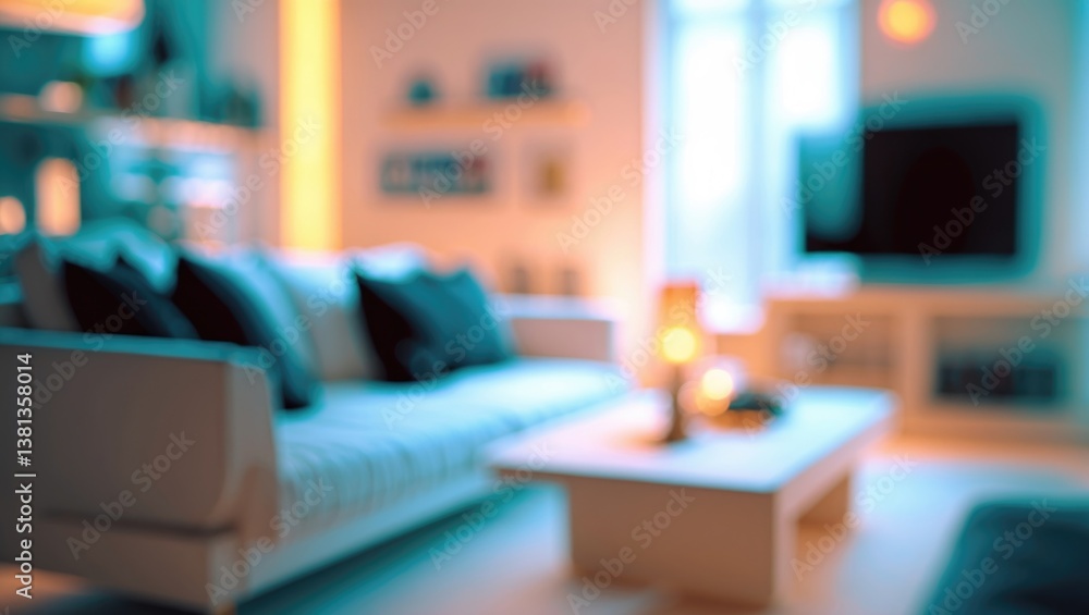 Poster blurred image of a room for use as a background.