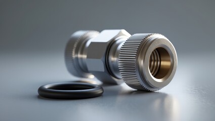 Hydraulic coupler experiencing O-ring seal damage, concept of maintenance, repair, and service.