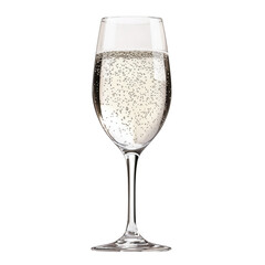 Glass of sparkling water isolated on white background