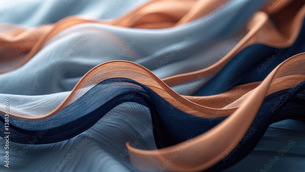 Poster Abstract image with blurred visuals showcasing delicate folds of translucent fabric. The soft textures and patterns create an airy and light ambiance, invoking warmth and elegance.
