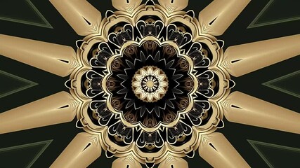Luxurious kaleidoscope animation gold ornamental effect for wedding invitation background, intro, decoration