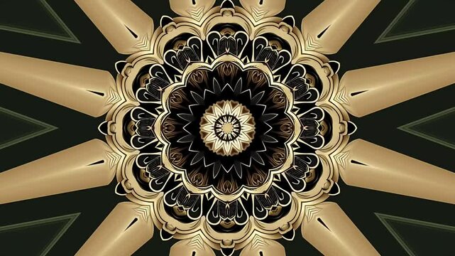 Luxurious kaleidoscope animation gold ornamental effect for wedding invitation background, intro, decoration - Powered by Adobe