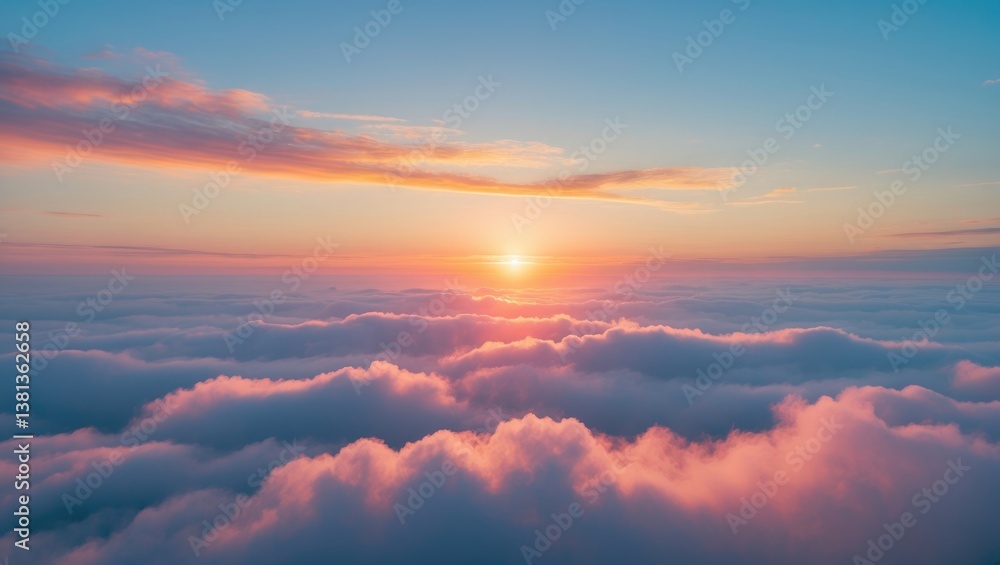 Aufkleber stunning, luxurious soft gradient clouds and sunlight in the blue sky ideal for background use, capt