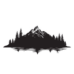 Fototapeta premium A beautiful snowy winter mountain landscape vector illustration features white peaks, blue sky, and pine trees