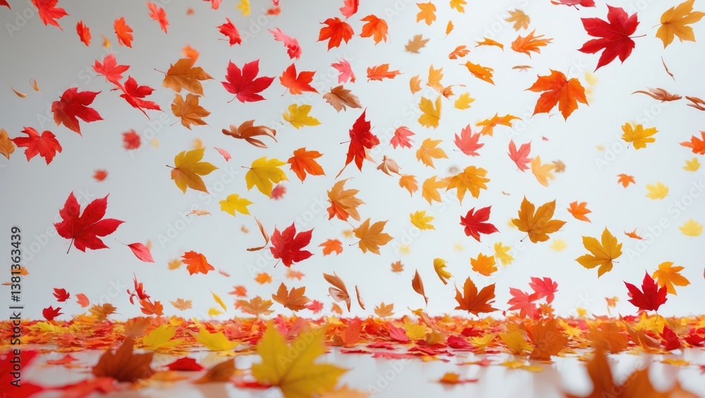Aufkleber multi-colored autumn leaves float and hover in space. leaves. isolated on white.