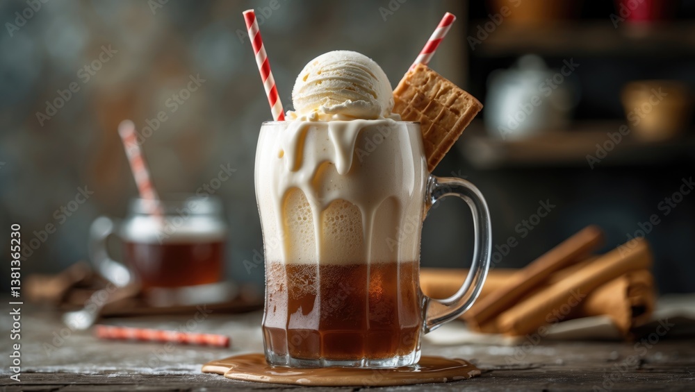 Poster delicious ice cream float made with cola