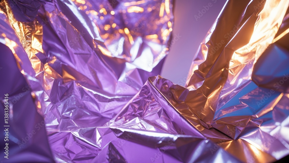Poster illuminated foil produces a distinct violet distorted backdrop featuring a fashionable duotone textu