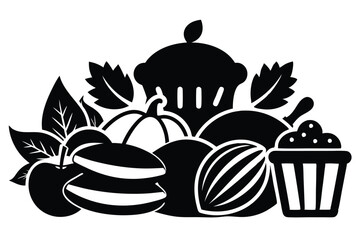 Monochrome Fruit and Dessert Still Life 