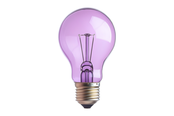 light purple light bulb isolated on white or transparent background.