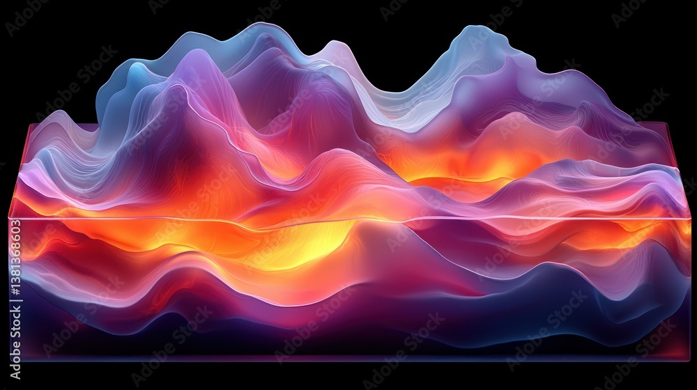Poster abstract colorful wavescape: a digital visualization of fluid dynamics and energy