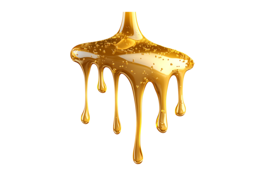 melted gold dripping isolated on white or transparent background.