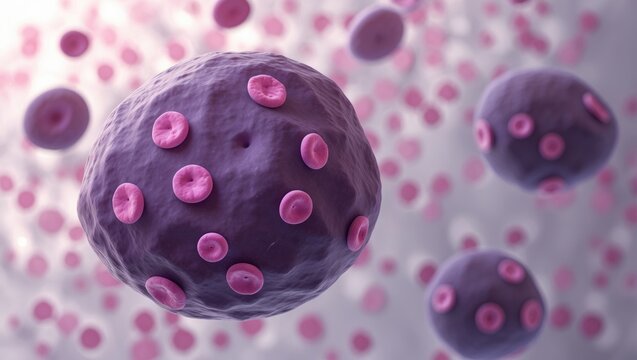 Neutrophil cell observed in blood smear, analyzed by microscope.
