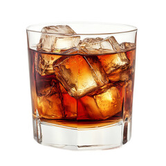 side view of whiskey and coke in a glass, highlighting the refreshing mix and glass texture

