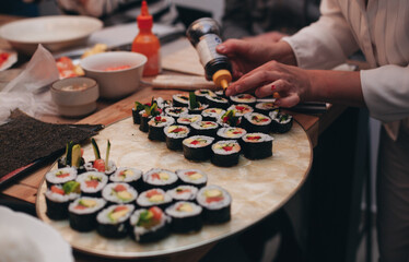 homemade fresh cooked japanese rolls