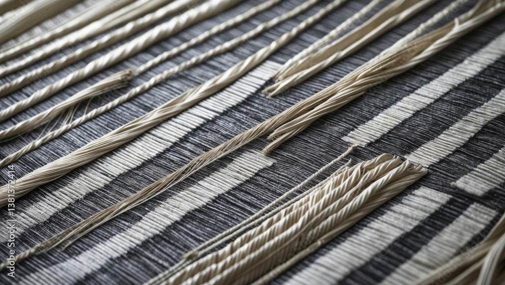 Aufkleber old ethnic canvas abstract. geometric ethnic design created with straw in monochrome. knitted fabric
