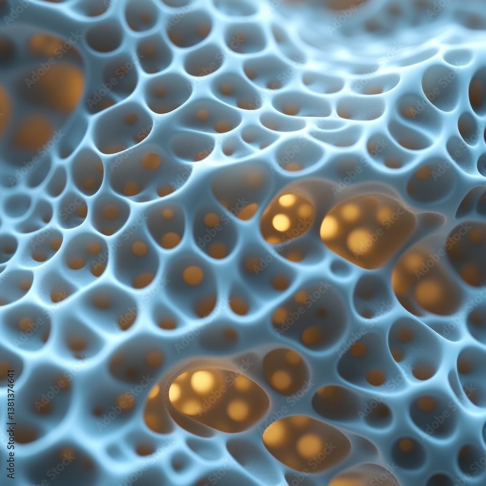 Poster abstract cellular structure: a 3d render of a complex, interconnected network