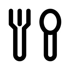 Cutlery icon. Spoon and fork icon. Food and restaurant symbol.
