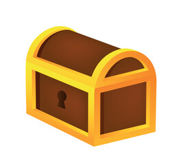 Treasure chest. Vector 3D illustration isolated on white background.