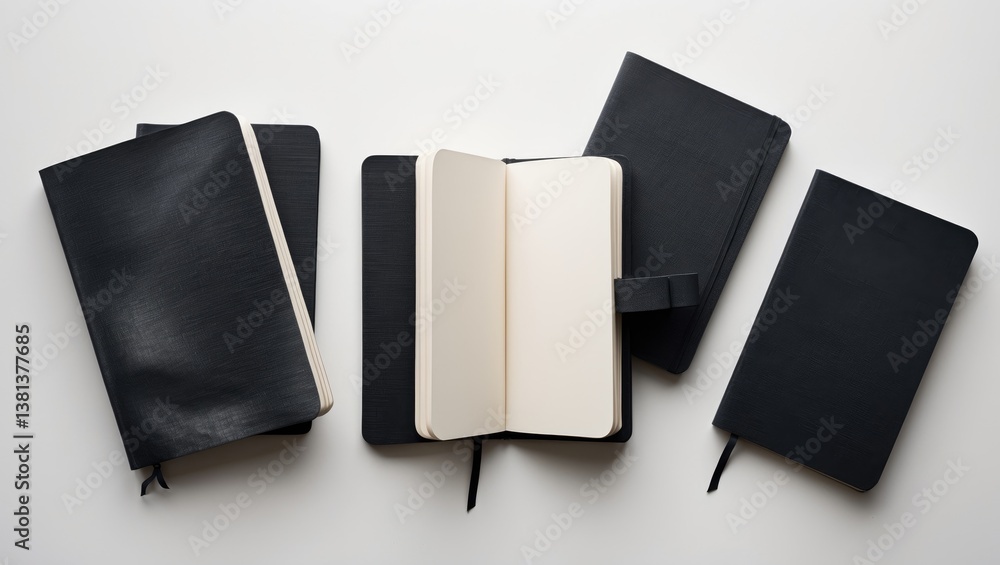 Aufkleber old black gray worn notebook notepad book booklet. front back inside. paper texture isolated on whit