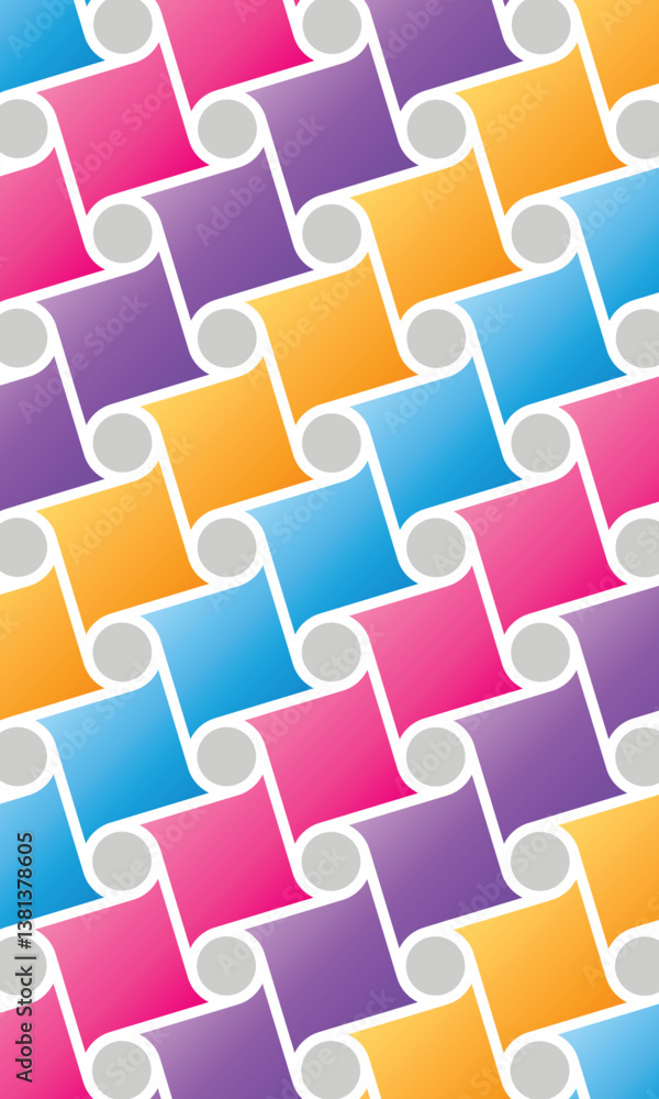 Poster background patterns seamless circles and squares shapes connect line. flat style pattern design back