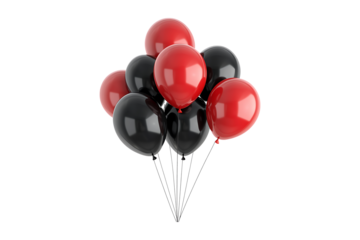 Red and black balloons for black friday isolated on white or transparent background.