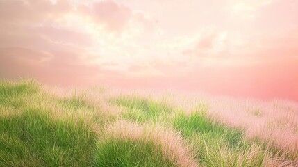 Pastel Sunrise Meadow Landscape