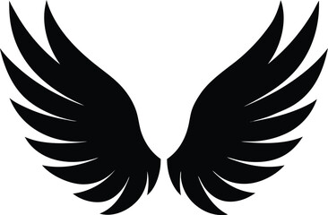 Obraz premium Two Black Decorative Wings Symbolizing Freedom and Elegance on a White Background