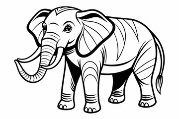 Fototapeta premium coloring page line art the elepent black vector