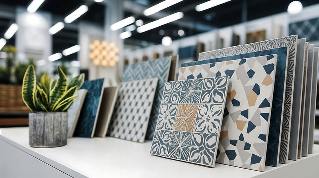 Assortiment de carreaux de carrelage au design moderne dans le magasin