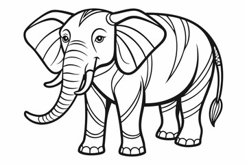 coloring page line art the elepent black vector