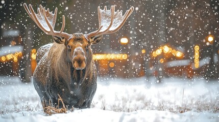 Majestic Moose in Winter Wonderland