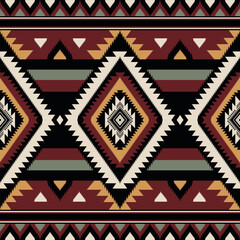 Colorful aztec southwest pattern. Vector aztec southwestern Navajo geometric shape seamless pattern. Ethnic geometric pattern use for fabric, textile, home decoration elements, upholstery, etc.