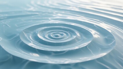 De-focused blurred transparent calm water surface texture featuring splashes and bubbles. Trendy abstract nature backdrop. Water waves illuminated by sunlight with space for text.