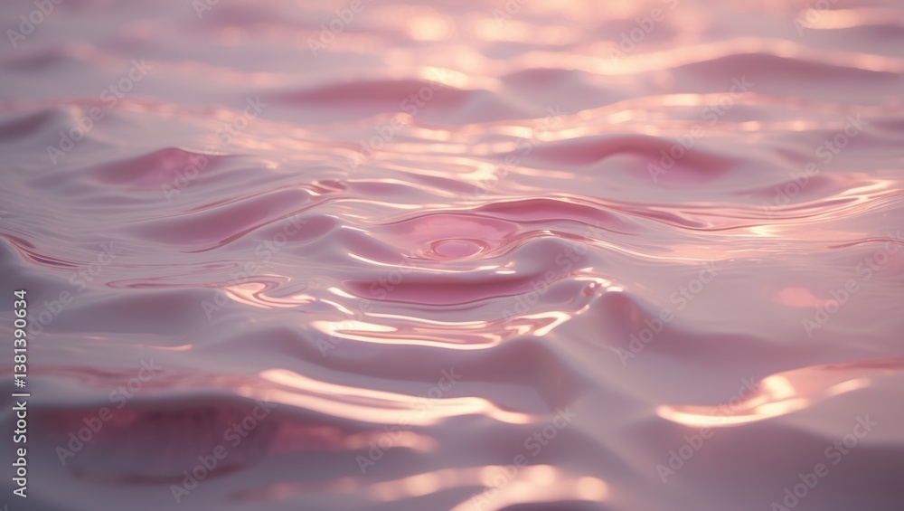 Aufkleber De-focused close-up of tranquil water surface texture featuring splashes and bubbles. Stylish abstract summer nature backdrop. Waves illuminated by sunlight.
