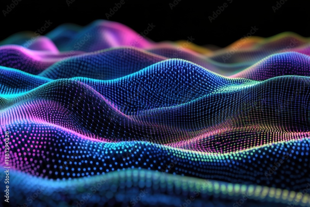 Poster Exploring an abstract triangular mesh surface with vibrant colors and seamless design in digital art, 4K abstract triangular mesh surface Seamless