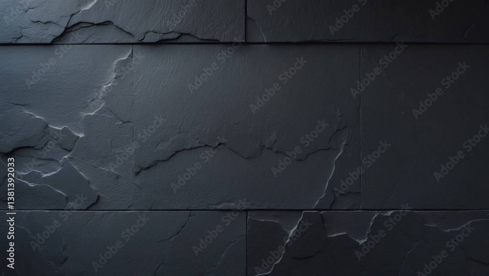 Aufkleber Dark grey black slate texture with natural pattern in high resolution for background and artistic design. Black stone wall.