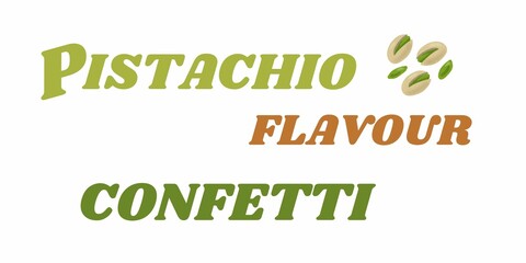 eco friendly logo, Pistachio flavour confetti logo, confetti logo, sweet pistachio confetti, eco friendly logo, label, logo, stamp, 