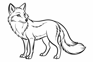 coloring page line art the fox black vector