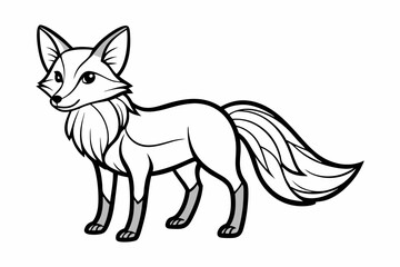 coloring page line art the fox black vector