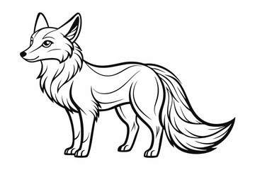 coloring page line art the fox black vector