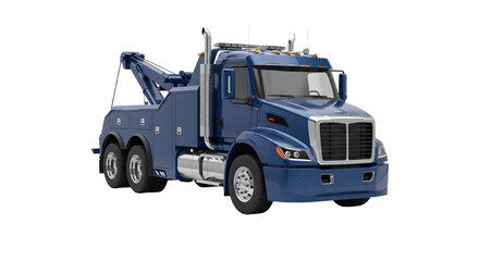Blue Tow Truck on White Background for Recovery and Assistance