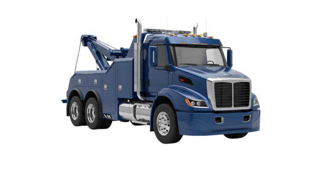 Blue Tow Truck on White Background for Recovery and Assistance