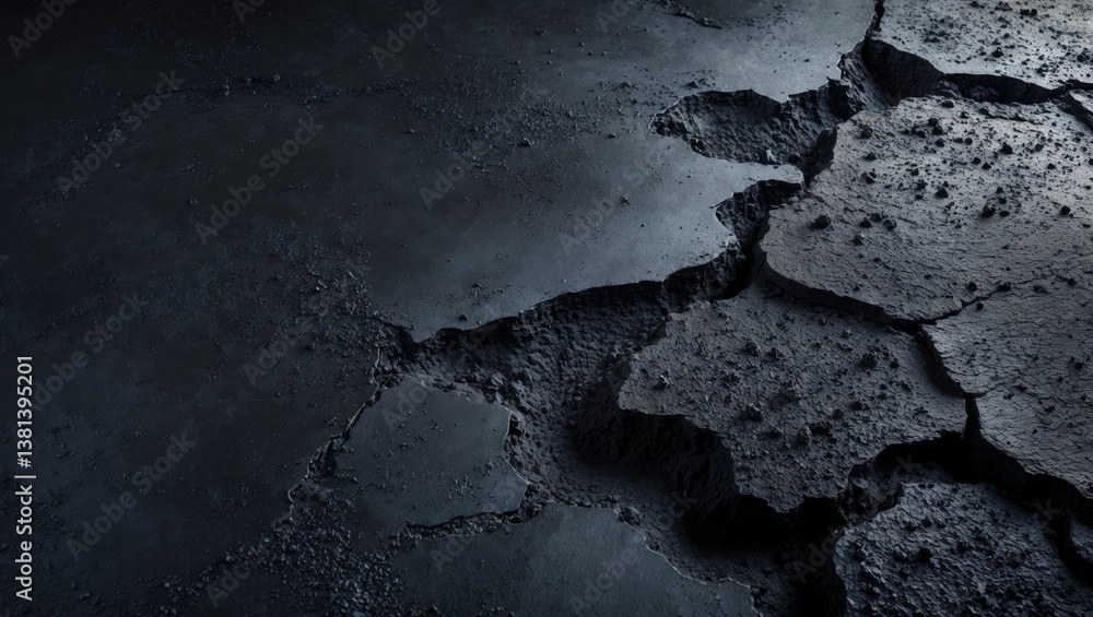 Poster dark black wet slippery asphalt for use as texture or background.