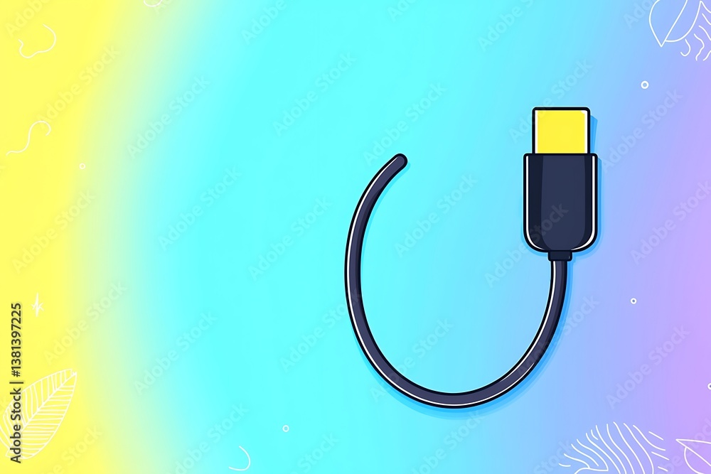 Poster a vector image of a computer connector and its cable