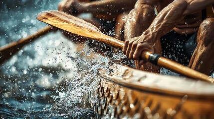 Close-up of dragon boat racers