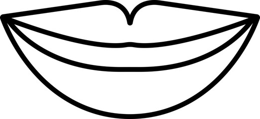 Mouth lips icon in line woman girl lips shape design kissing Beauty concept. Trendy style isolated on transparent background