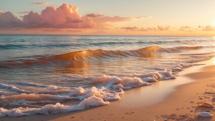 Vibrant dawn above the ocean. Natural composition.