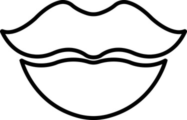 Mouth lips icon in line woman girl lips shape design kissing Beauty concept. Trendy style isolated on transparent background